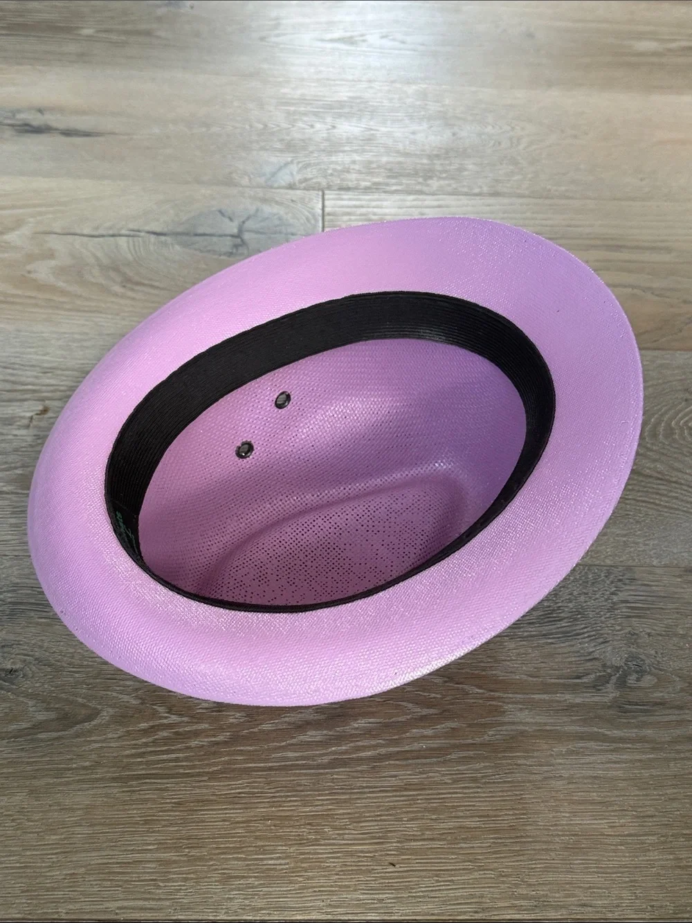 Greenlife Hats Lavender Fedora Hat Black Faux Leather Band Flower Embellishment
